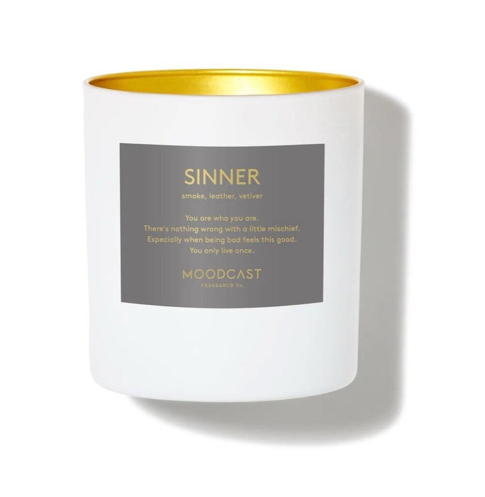Moodcast Sinner Candle 8 Oz. Leather Vevitir Coconut Wax NEW